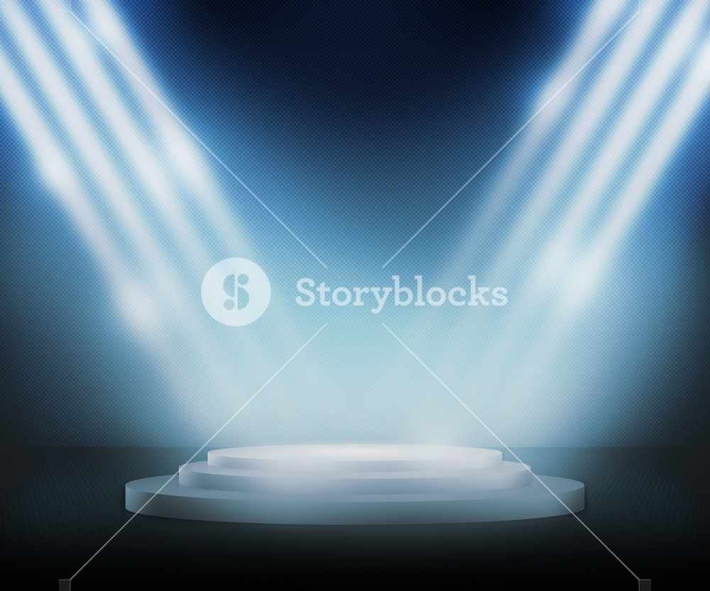 Podium Spotlight Blue Background Royalty Stock Image