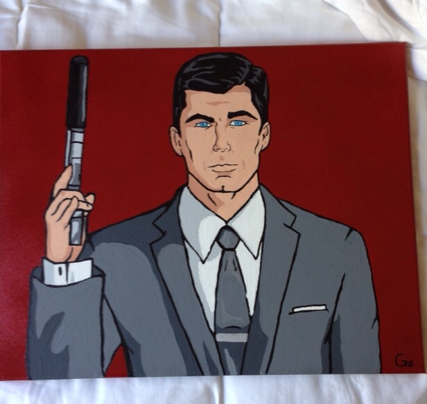 Sterling Archer Acrylic Painting By Garysaggese