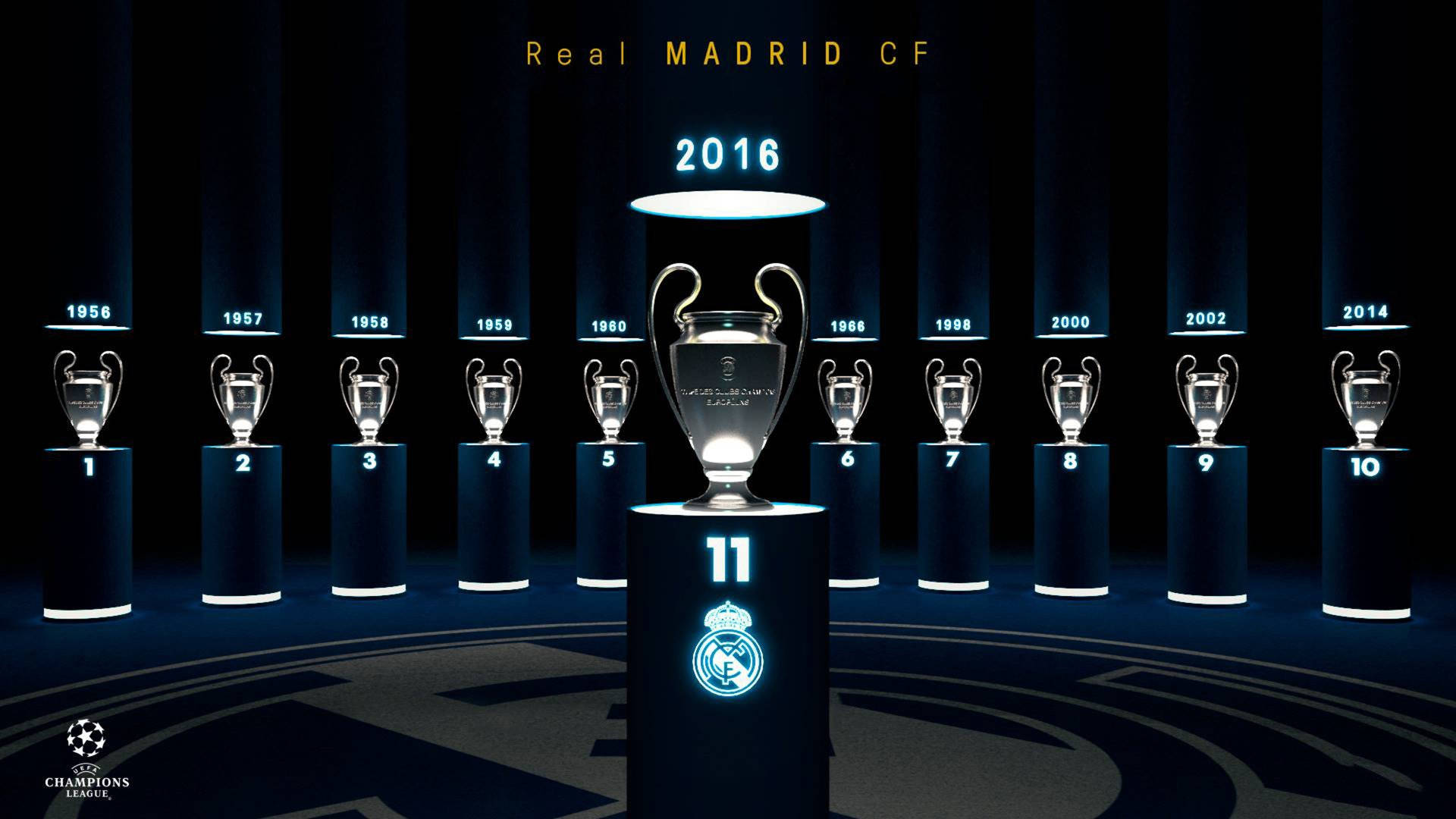 Real Madrid's 11 Champions League Trophies in a Stunning 4K Display