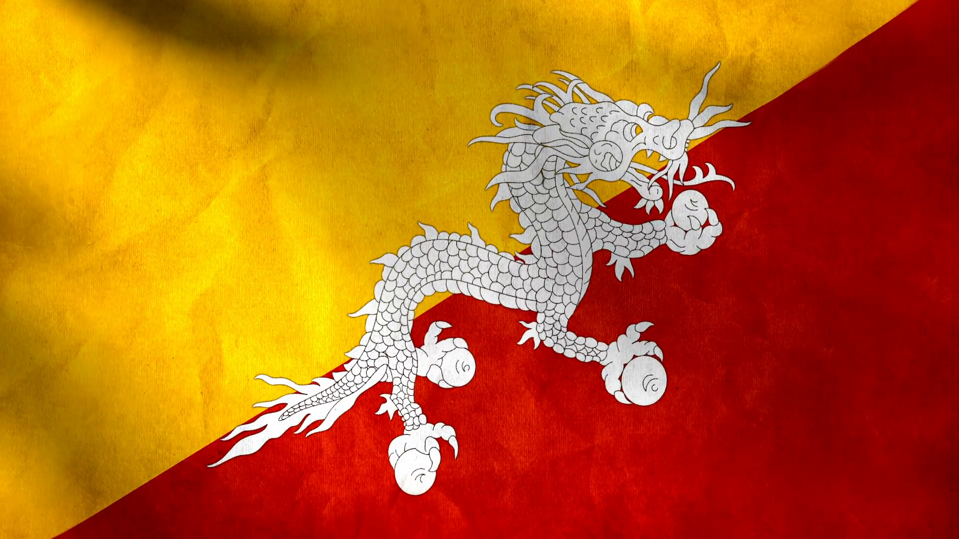 National Flag Of Bhutan Grunge Background Motion