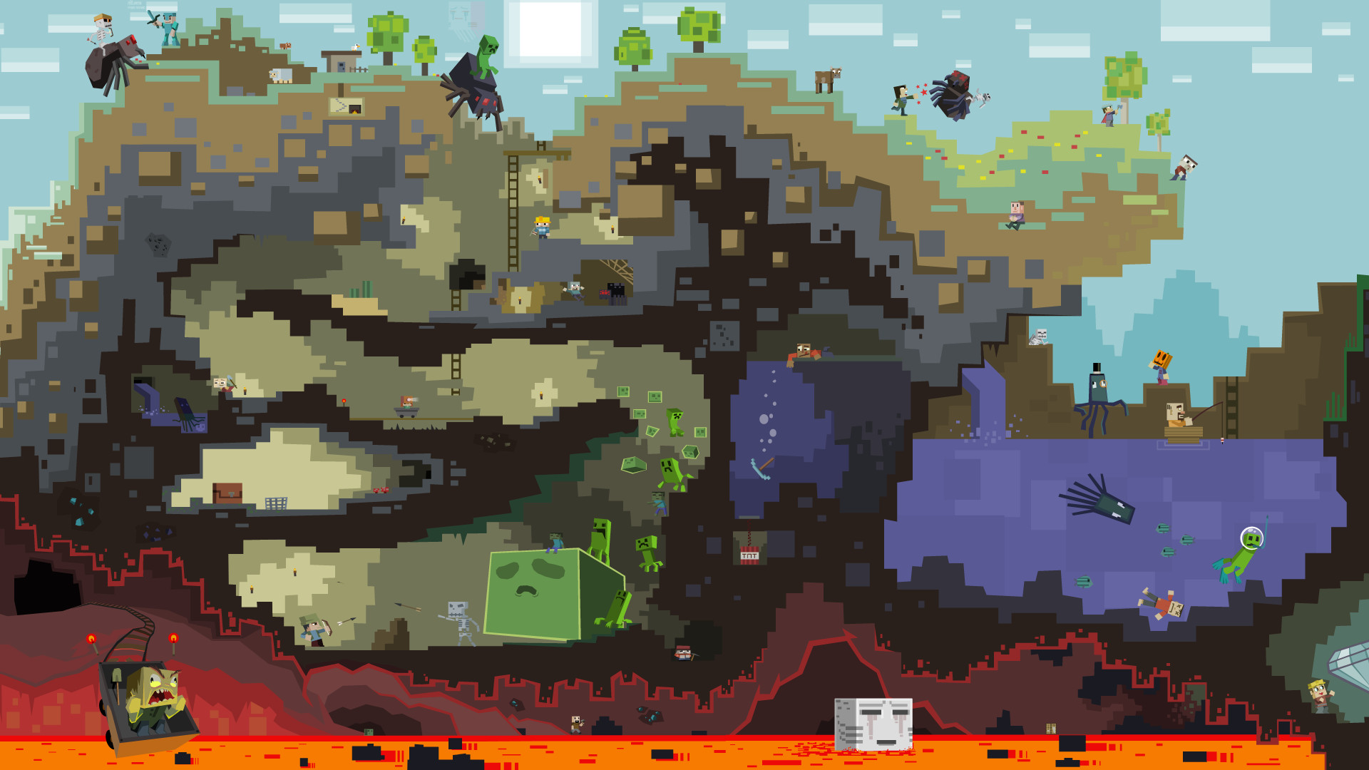 Funny Pixel Art of a Minecraft World Cross-Section