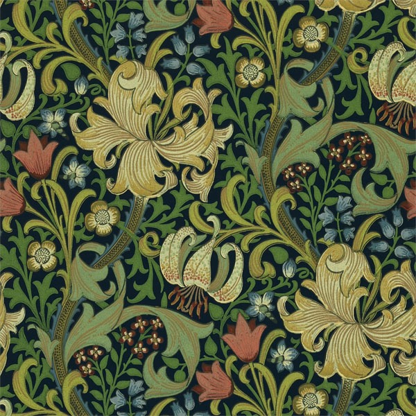 Morris Co Golden Lily Wallpaper Indigo