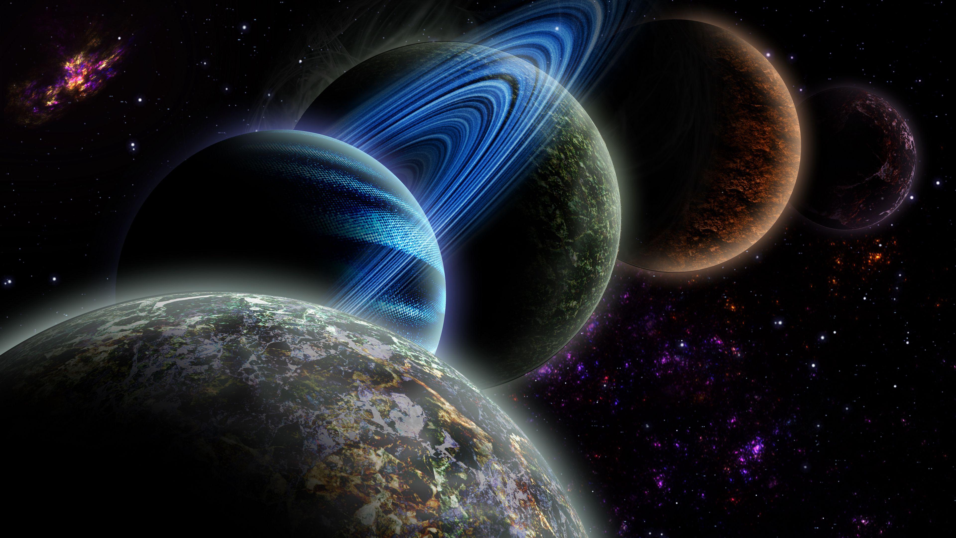 Download wallpaper 3840x2160 planets galaxy stars space