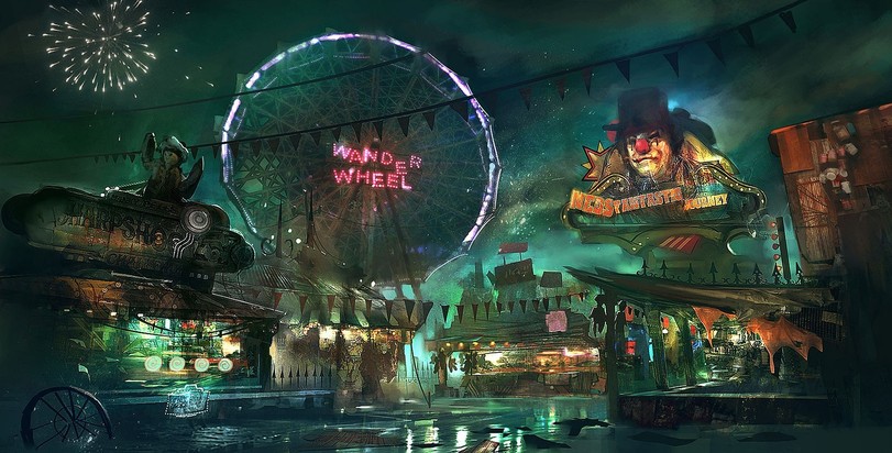 Creepy Amusement Park Night Art Beautiful Pictures
