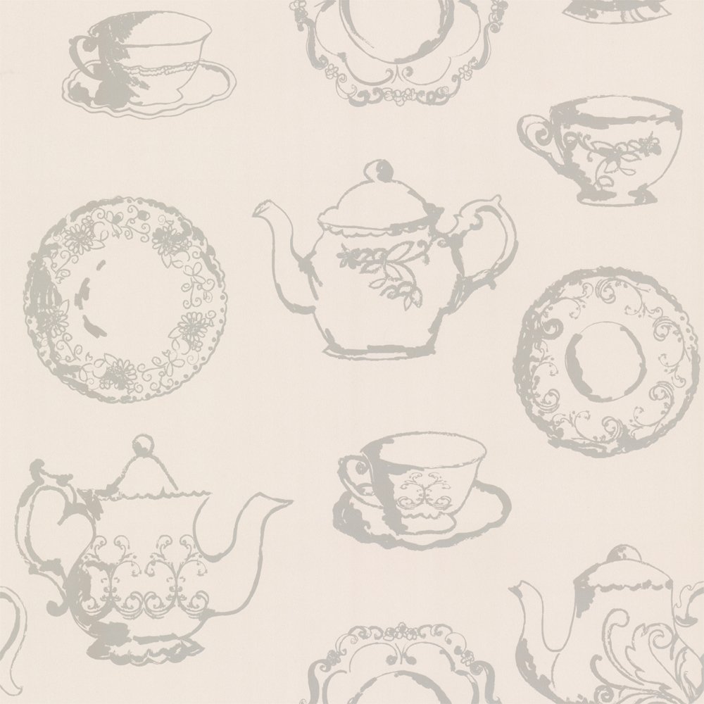 Designer Selection Tea Cup Wallpaper Cream Taupe 01429teacup