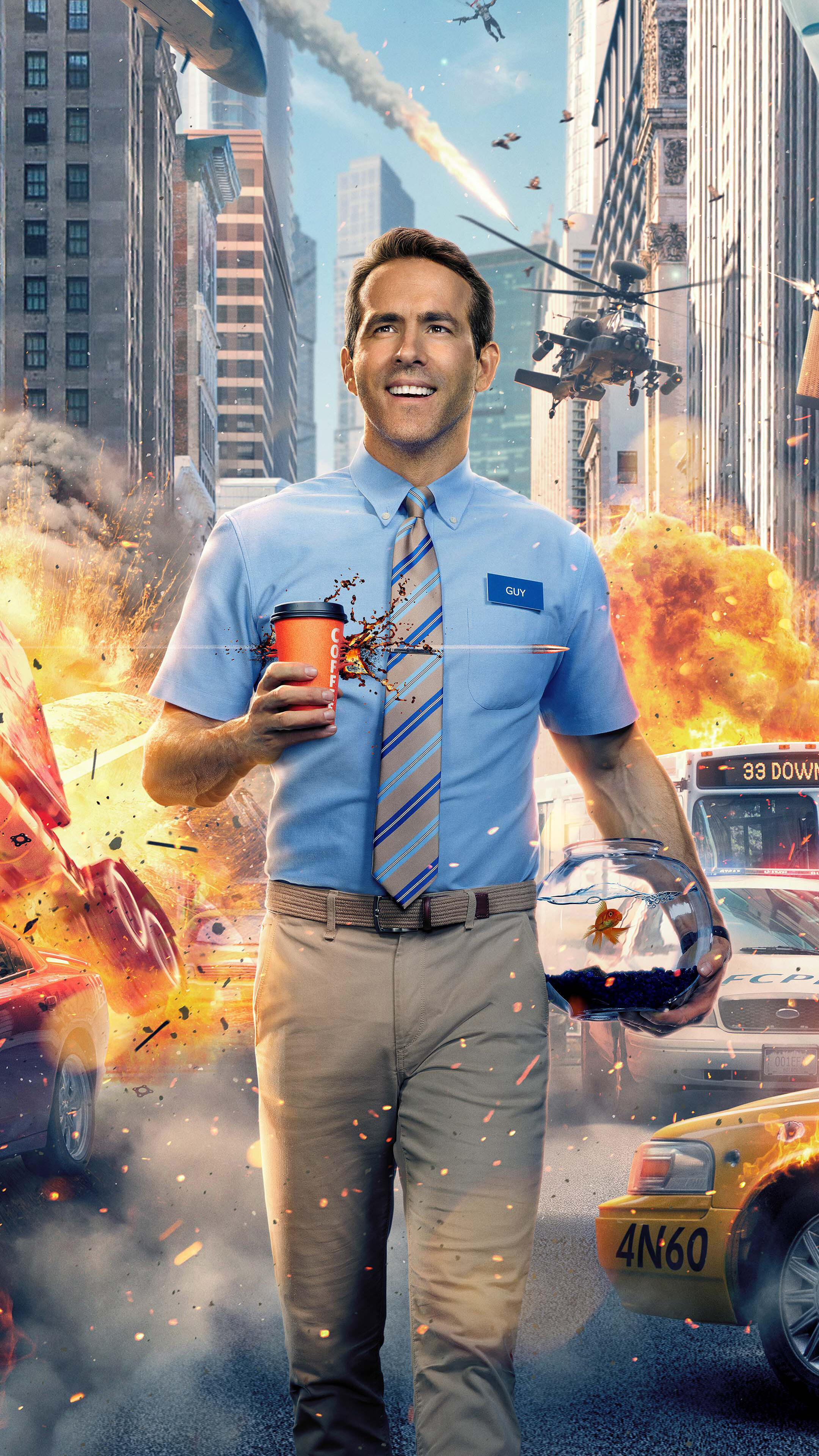  Free Download Free Guy Movie Poster Ryan Reynolds 4K Wallpaper 