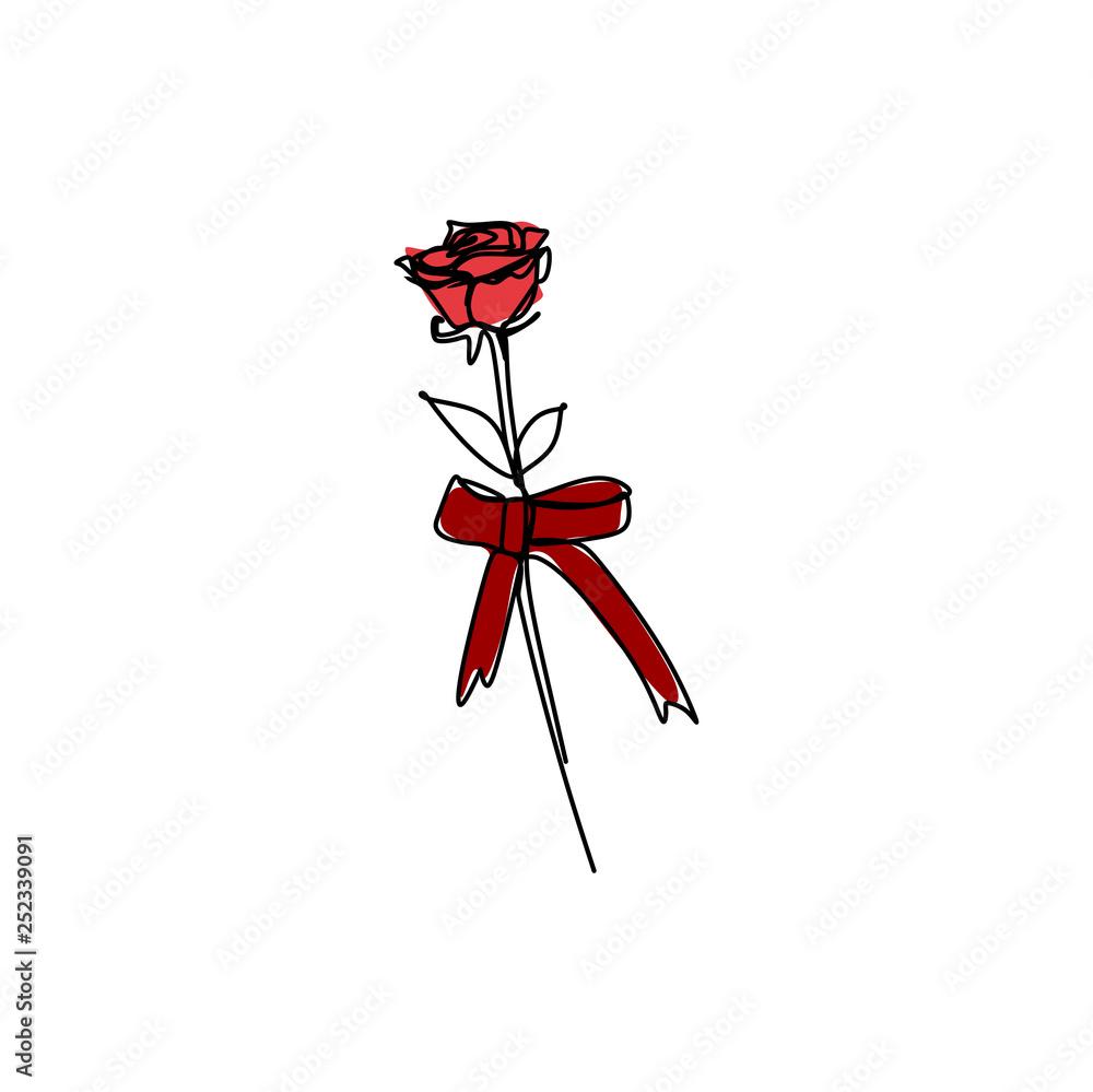 One Line Drawing Of A Minimalist Rose Design Vector Illustrations