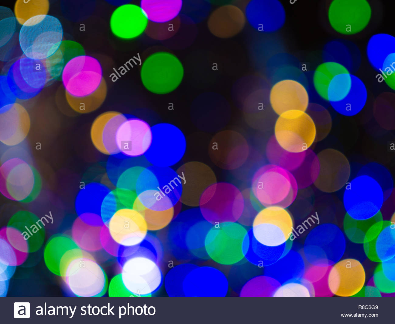 Night Colorful Circles Lights Bokeh Unfocused Background Stock