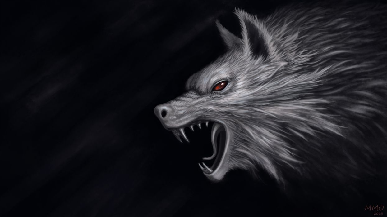 Monsters Wolves Head Fantasy Wolf Dark Wallpaper