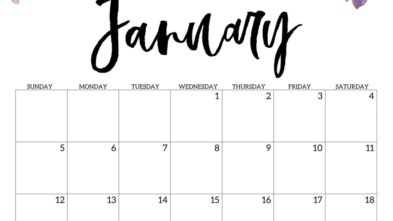Floral January Calendar Wallpapers for Desktop and iPhone