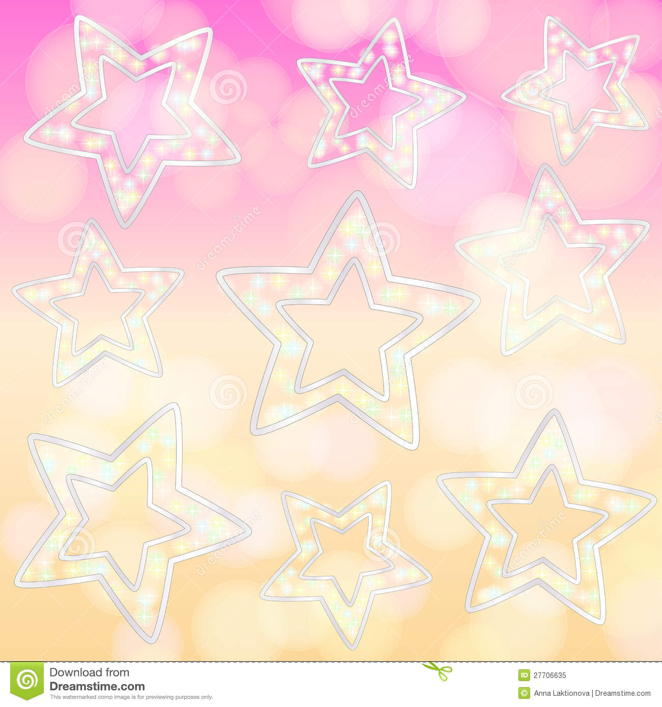 Colourful Pink Beige Background Decorated With Falling Silver Stars