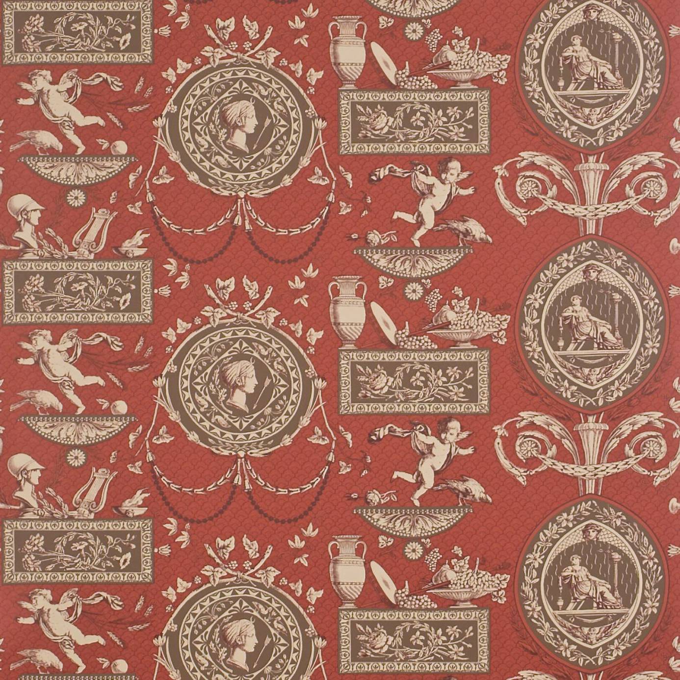 Home Wallpaper Sanderson Toile Roman Red