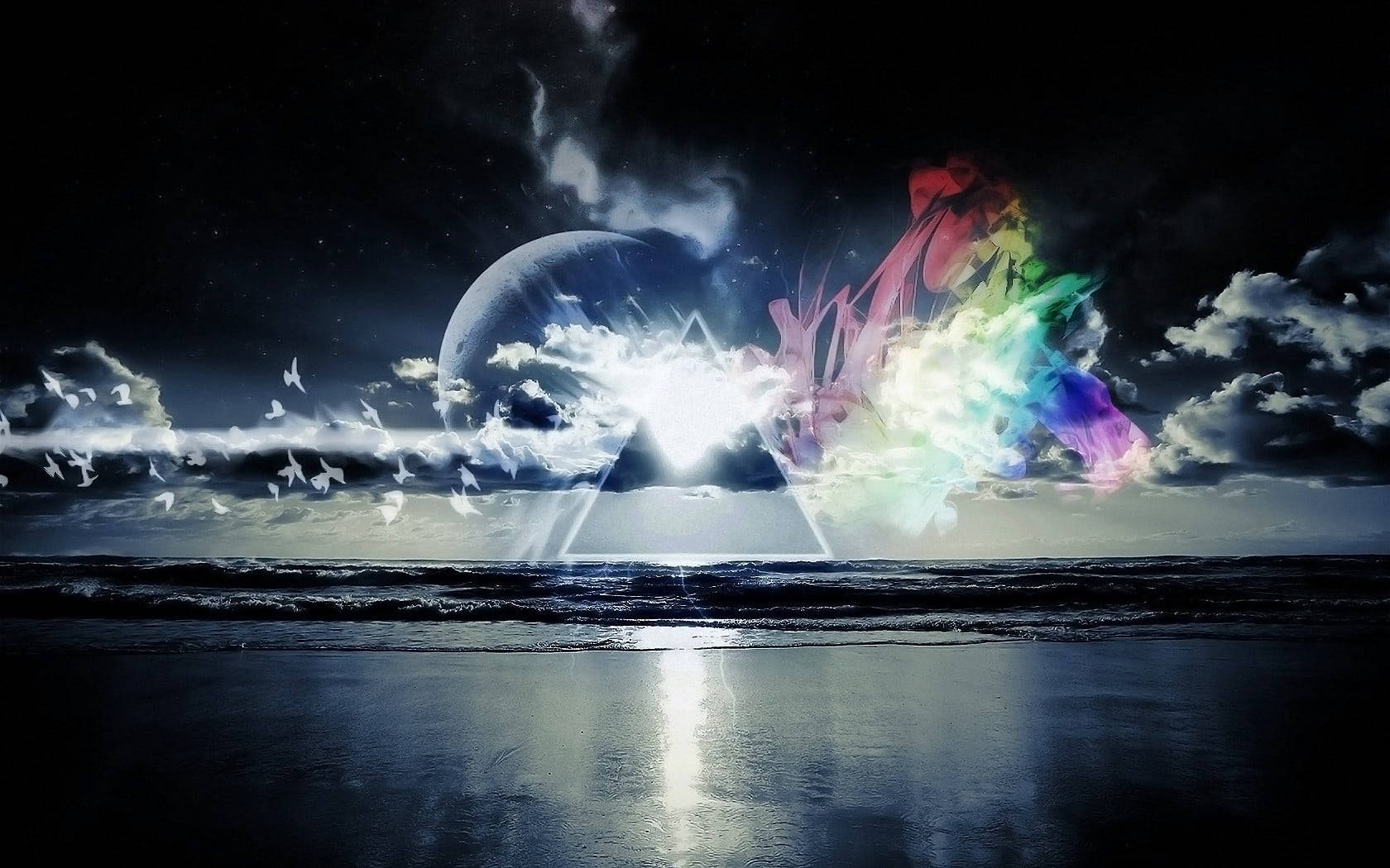 Pink Floyd 4k The Dark Side Of Moon Over Sea Wallpaper
