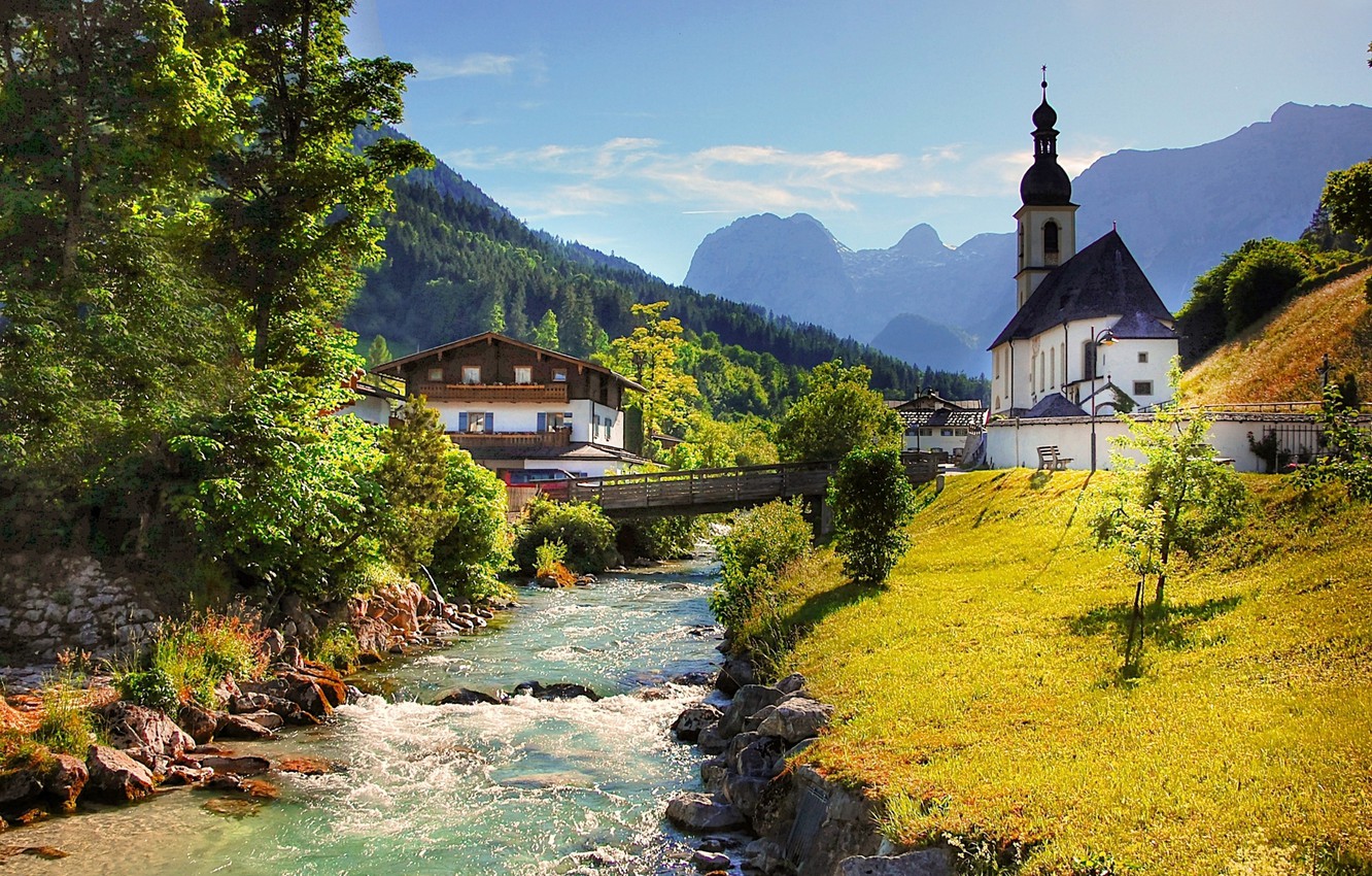 Wallpaper Landscape Mountains Bridge River Home Germany