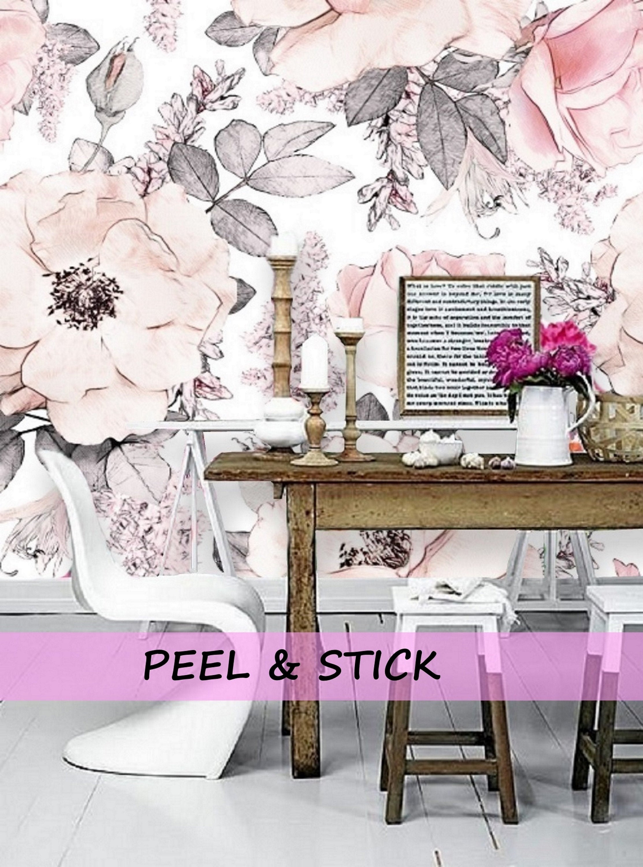 Free download Blush Pink Flower Wallpaper Peel Stick Mural Remove