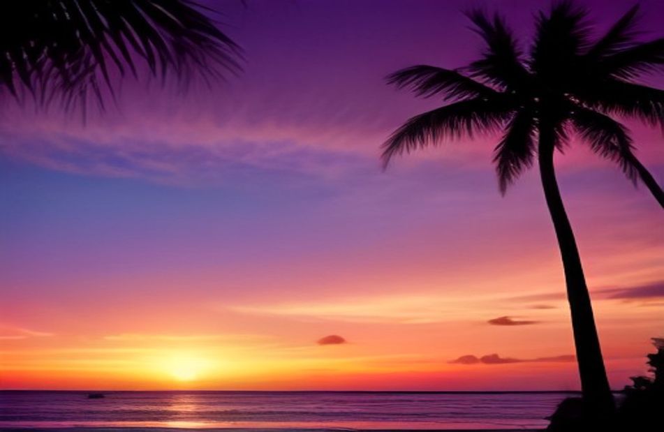 Tropical Island Sunset Wallpaper