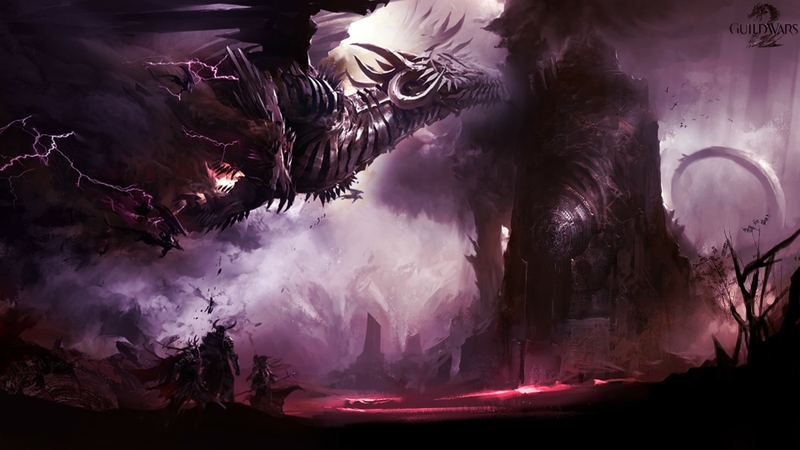 Dragons Purple Guild Wars Lightning Wallpaper
