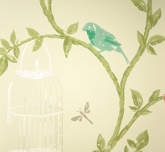 Birdcage Walk Wallpaper Trailing Branches With Birds In Turquoise And