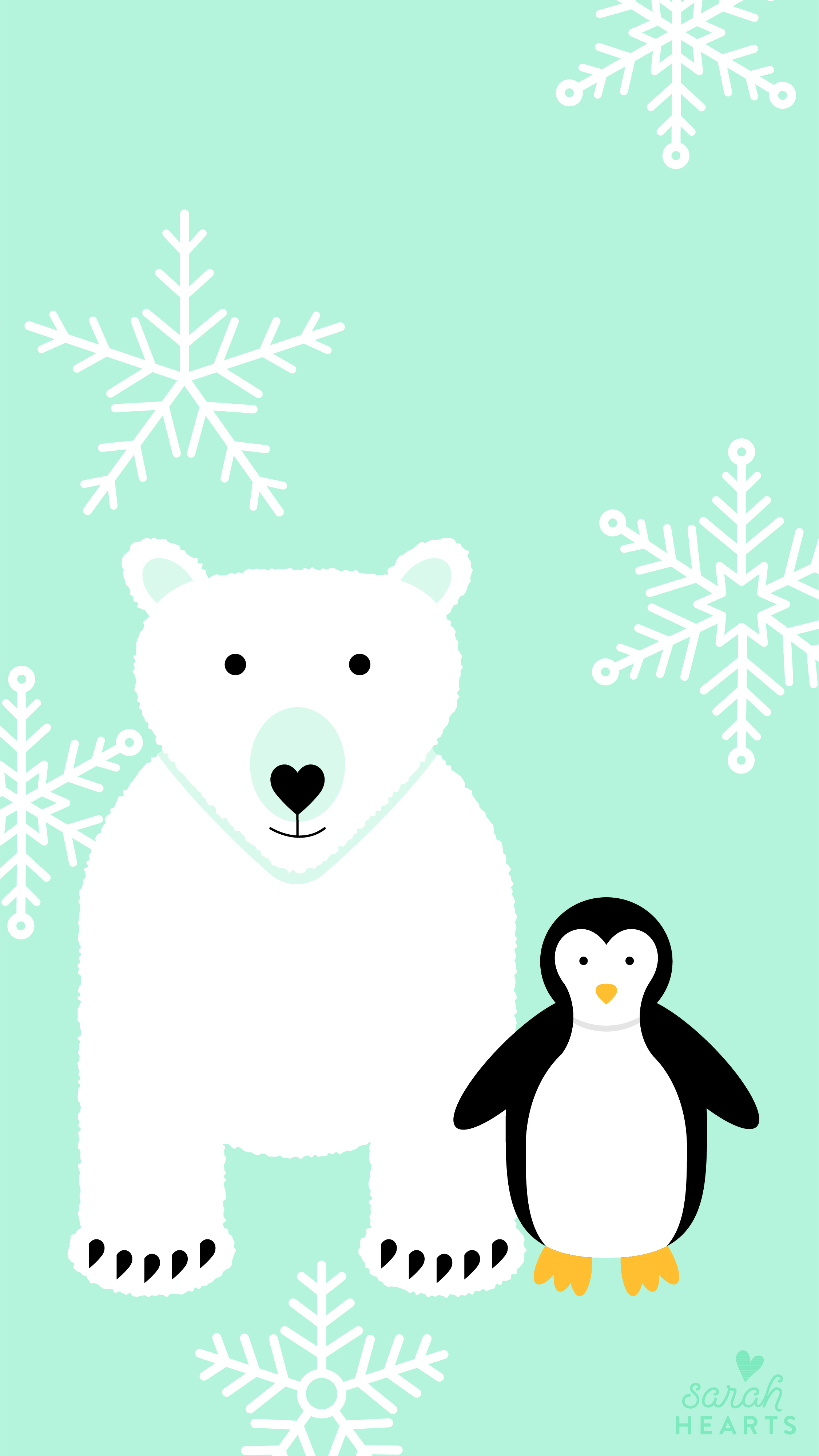 Polar Bear and Penguin January 2018 Calendar Wallpaper   Sarah Hearts