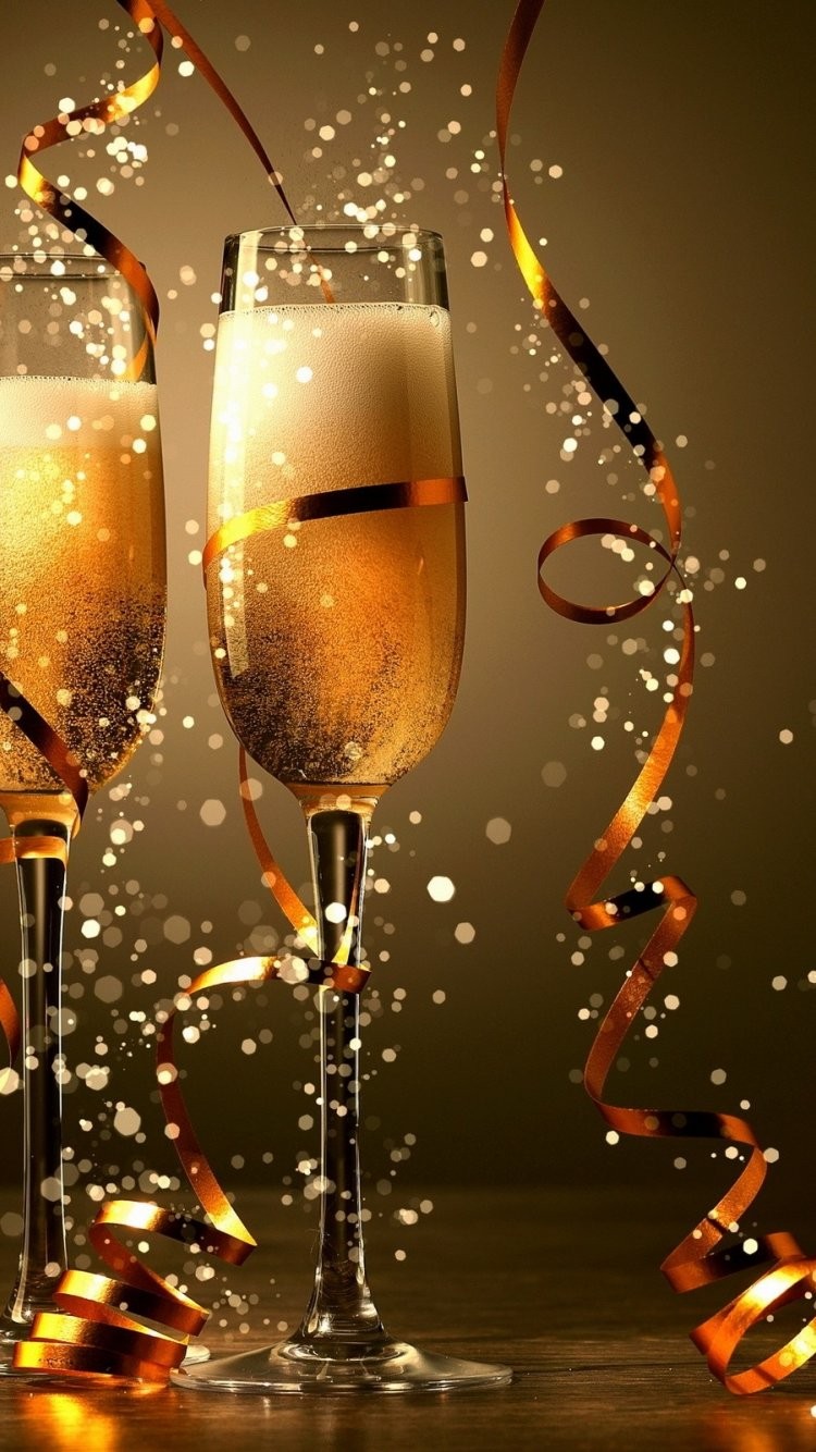 Happy New Year Champagne Celebration iPhone Wallpaper HD