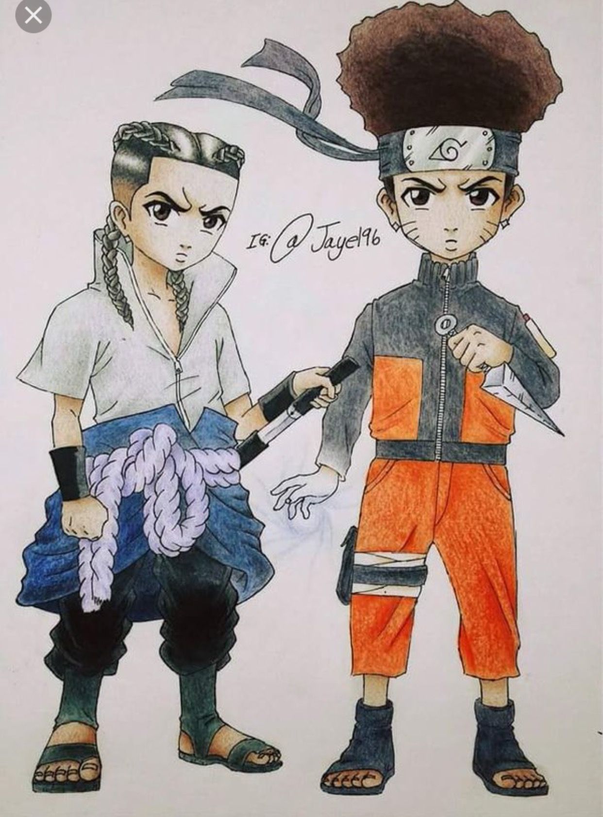 Boondocks Naruto And Sasuke Pop Art In Drawings