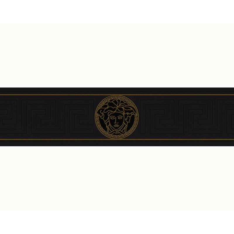 Home Versace Greek Key Black And Gold Luxury Wallpaper Border