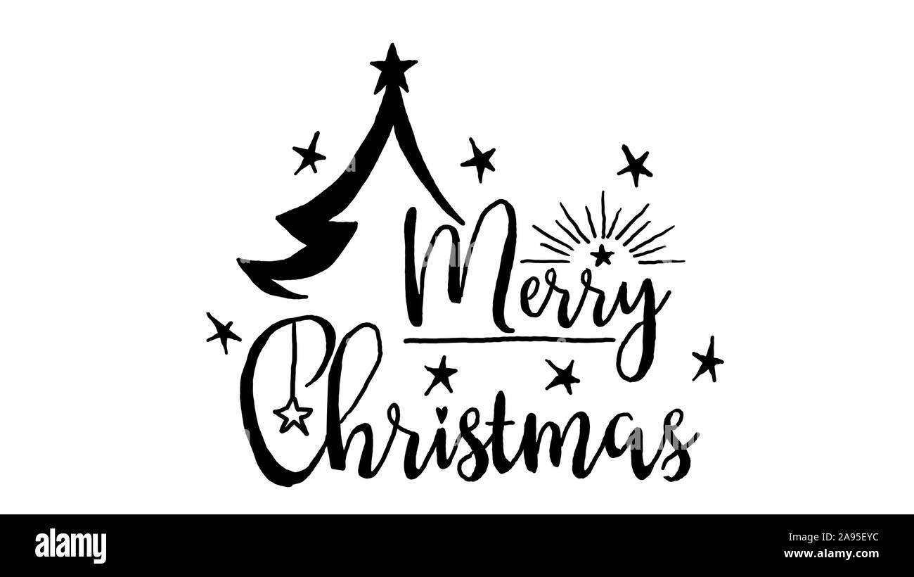 merry christmas logo designed in chalkboard drawing style