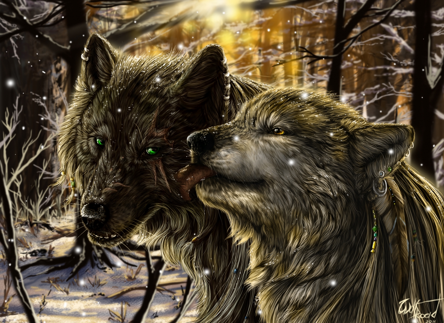 Alpha Coders Art Abyss Animal Wolf Love
