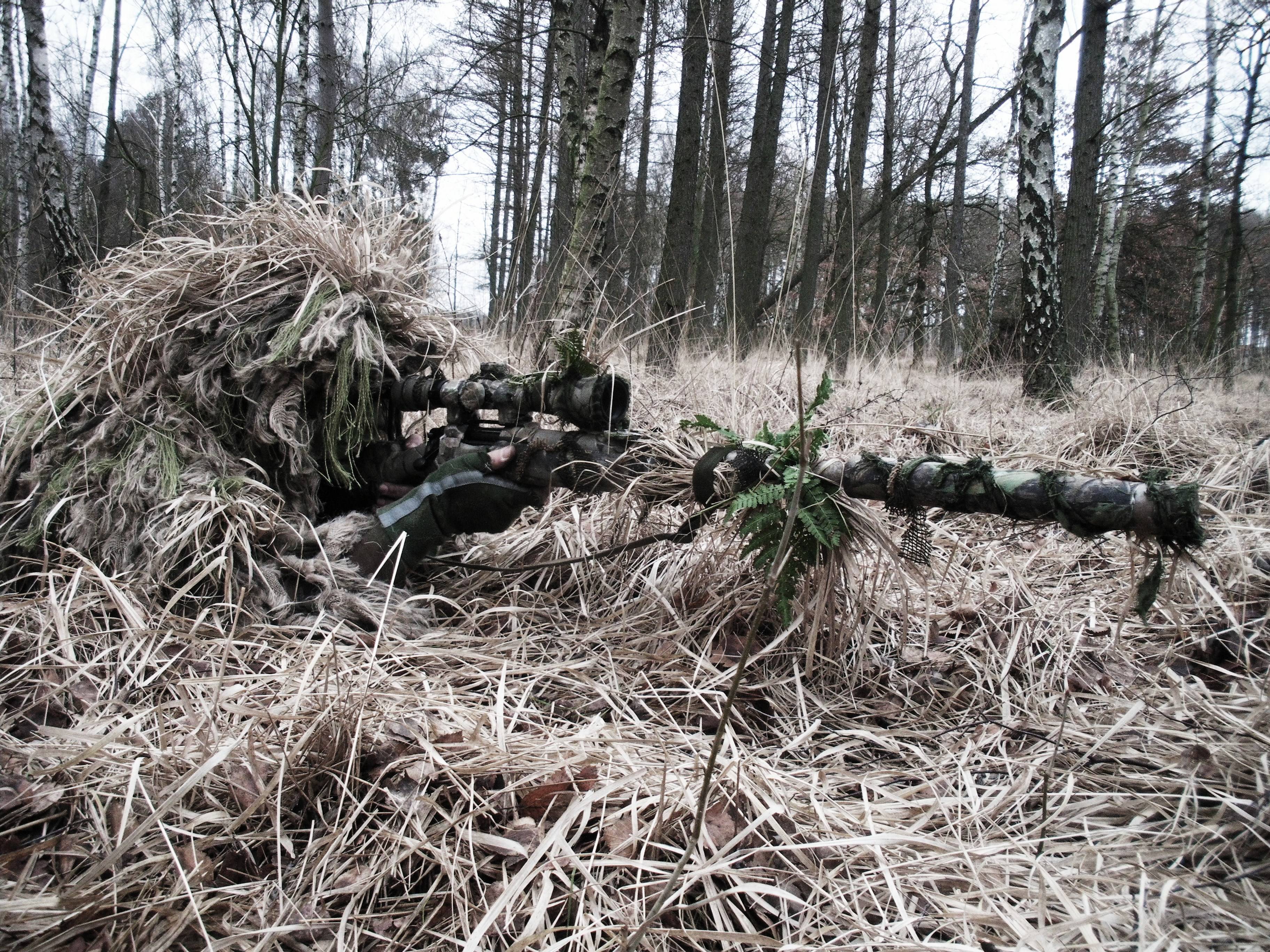 Wallpaper Sniper Ambush Camouflage Rifle Weapon