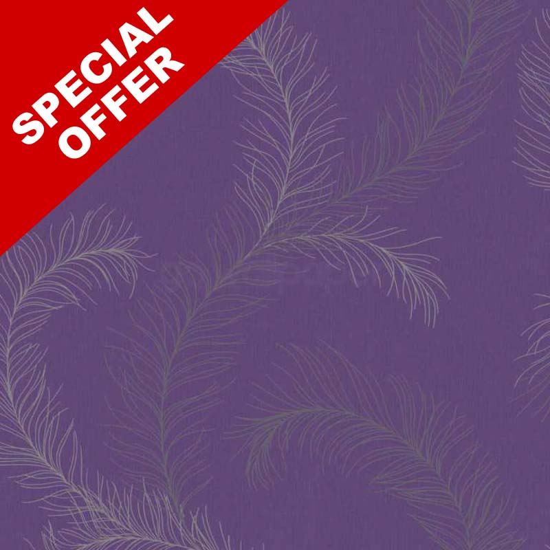 Debona Feathers Purple Silver Wallpaper 30288