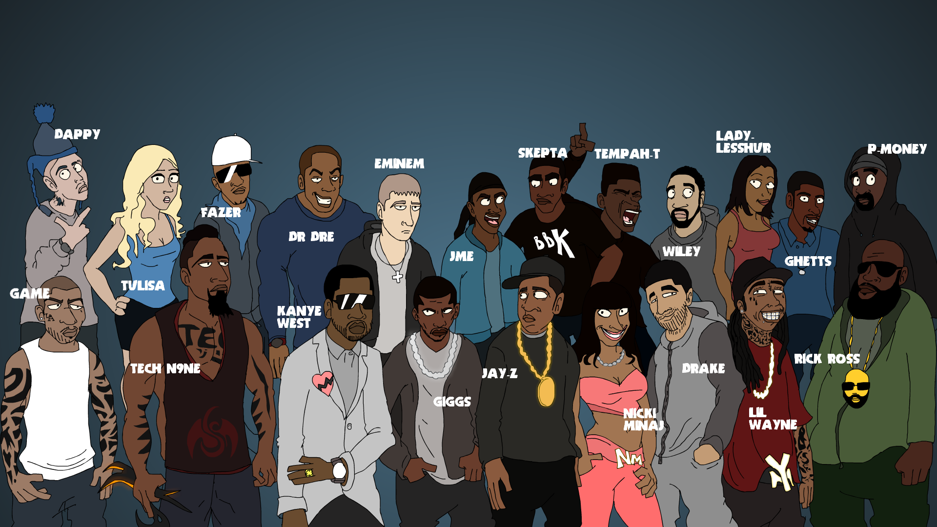 Download Rappers if they were Cartoons Rap Wallpapers [1920x1080