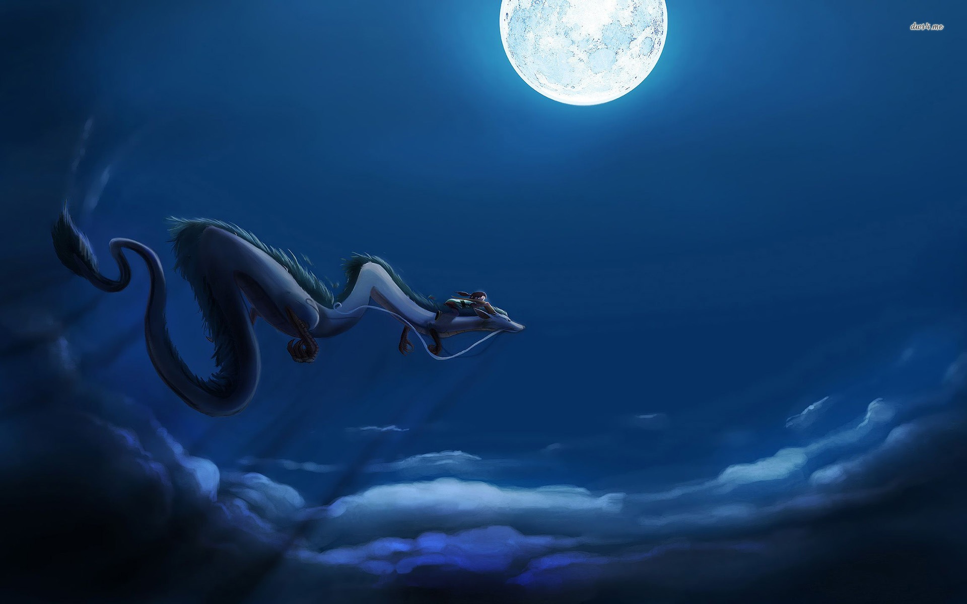 Spirited Away Dragon At Night Desktop Background HD