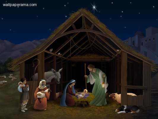 New Born Baby Jesus Manger Nativity Scene Wallpaper For Christmas