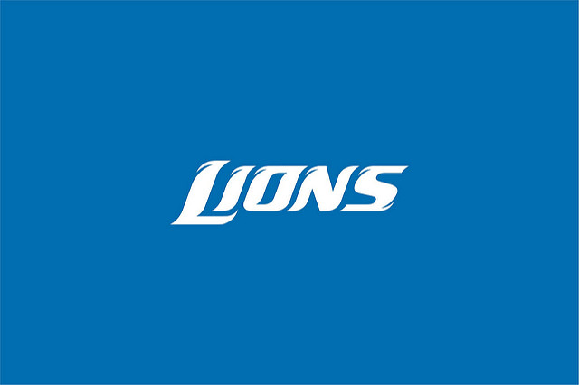 New Detroit Lions White On Honolulu Blue Logotype Desktop Background