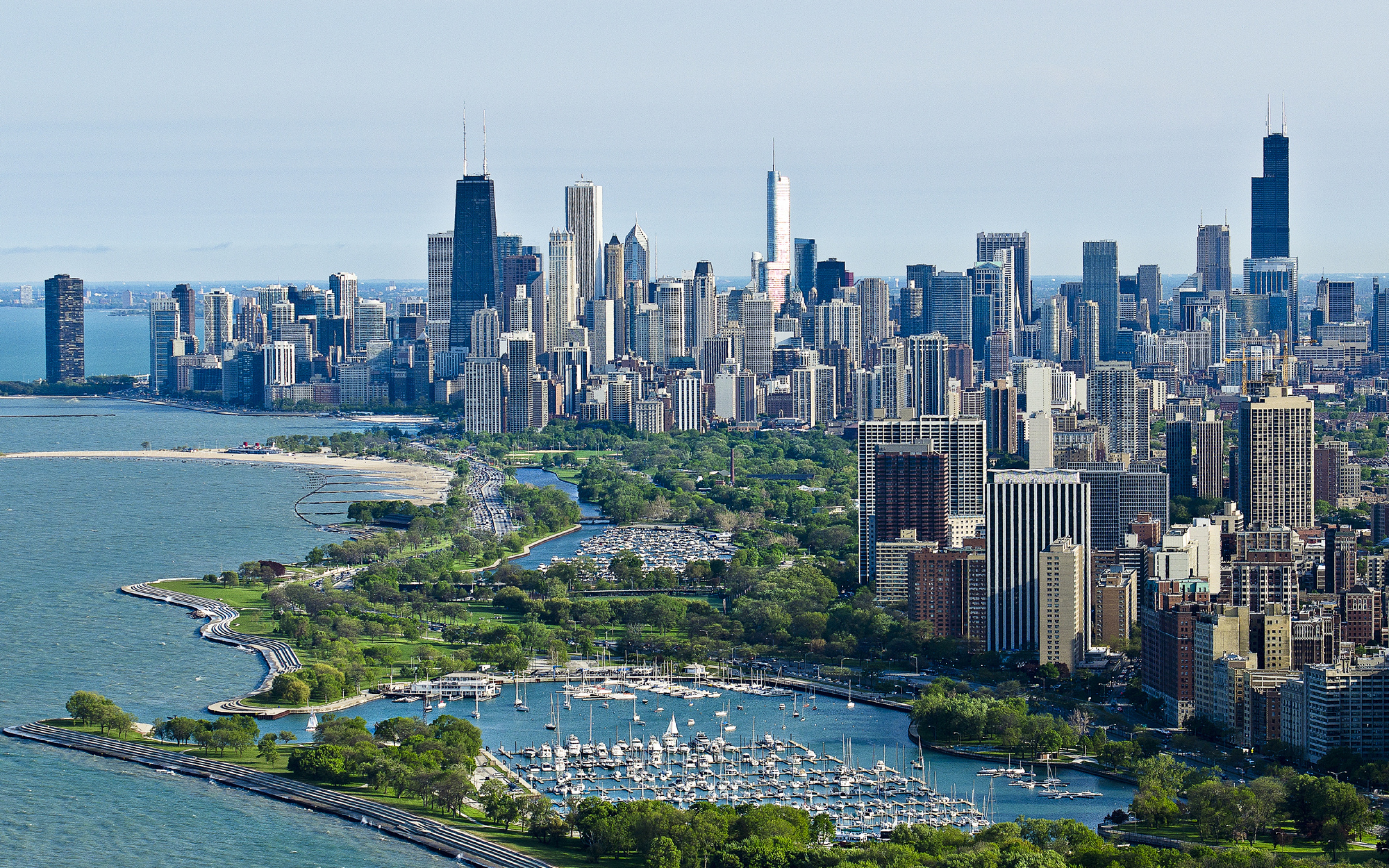Chicago Skyscrapers Top Ocean Wallpaper