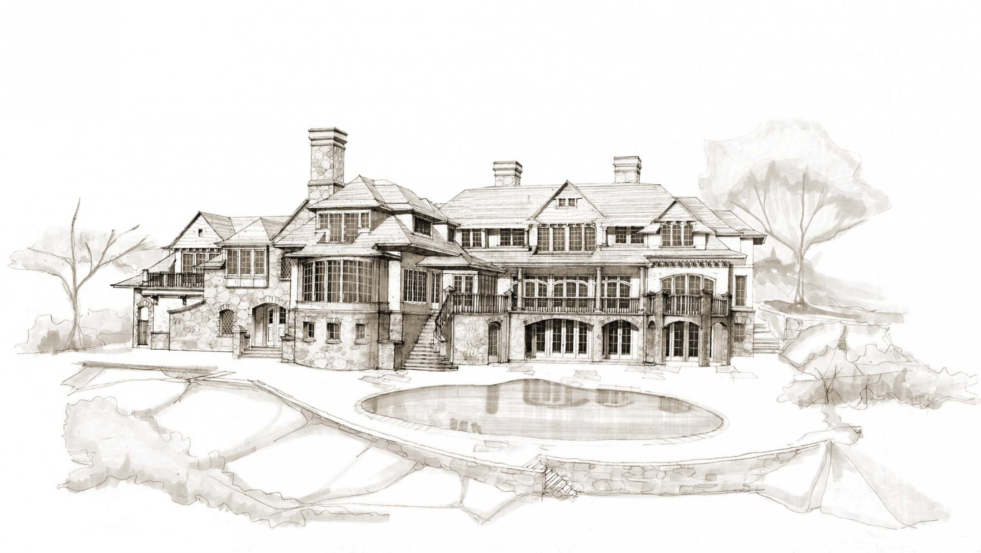Darien Connecticut Ct Residence Fairfield County Sketch