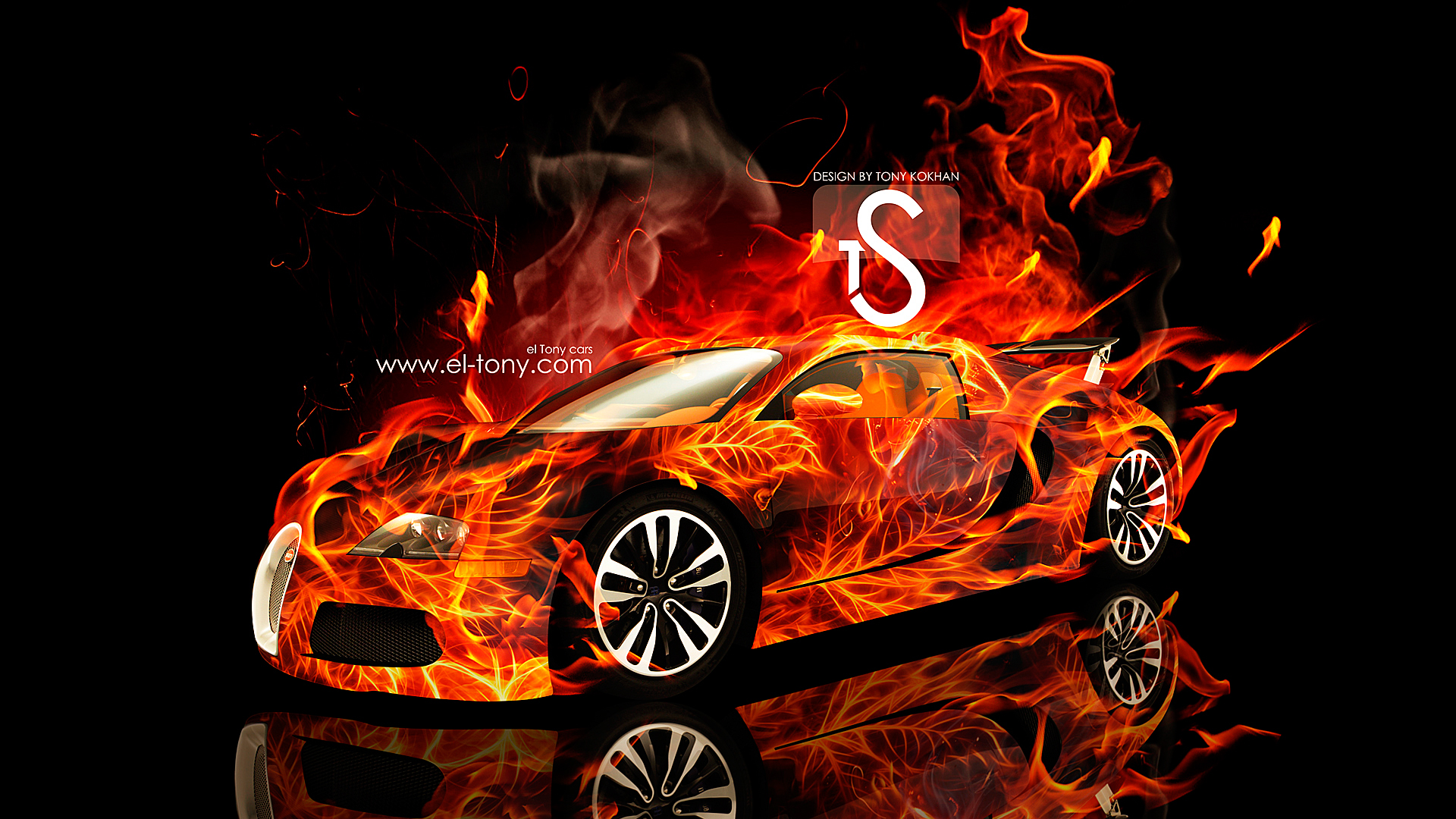 Bugatti Veyron Fire Car Hd Wallpaper El Tony