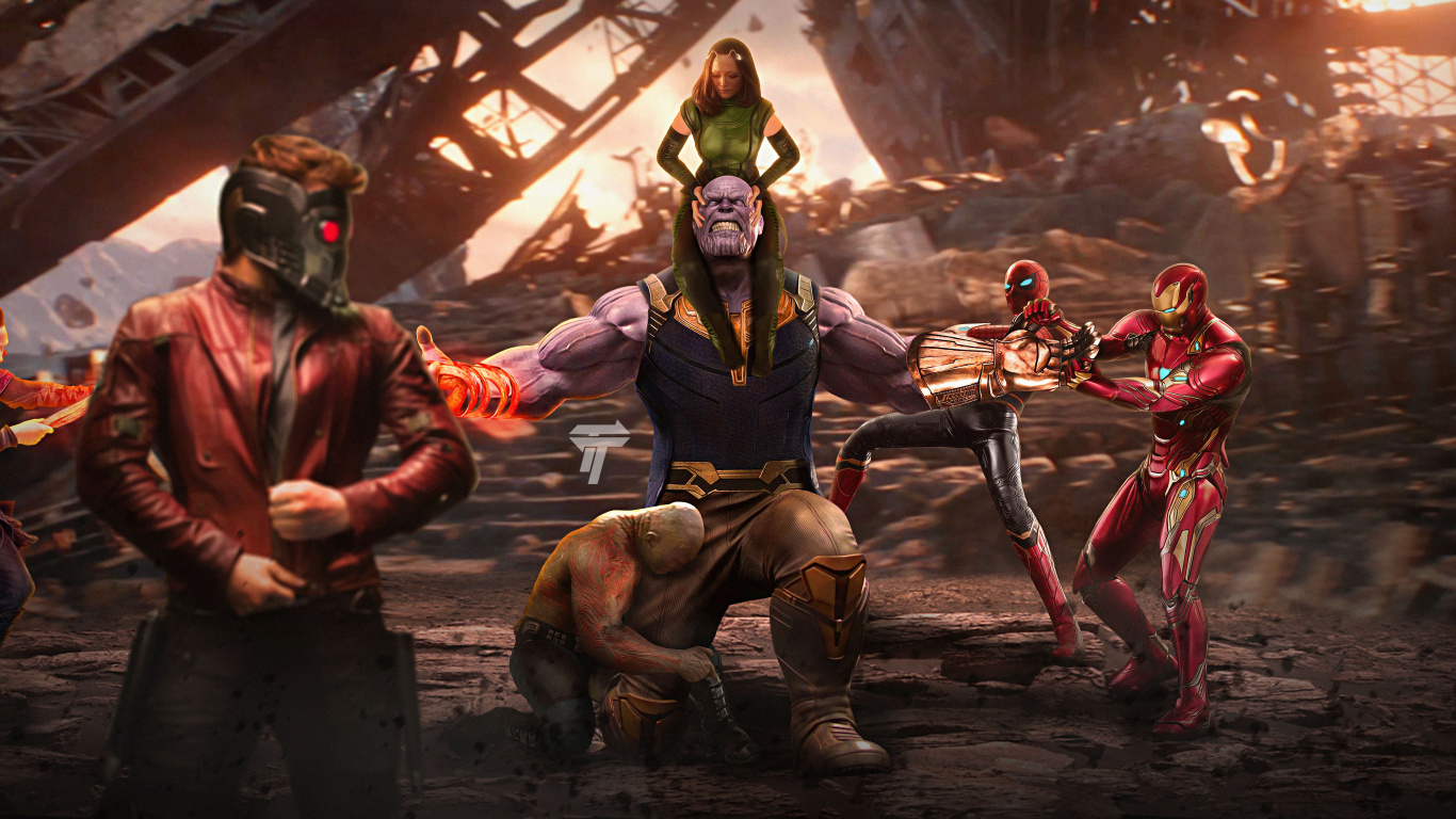 Thanos Vs Avengers Artwork Wallpaper Tablet