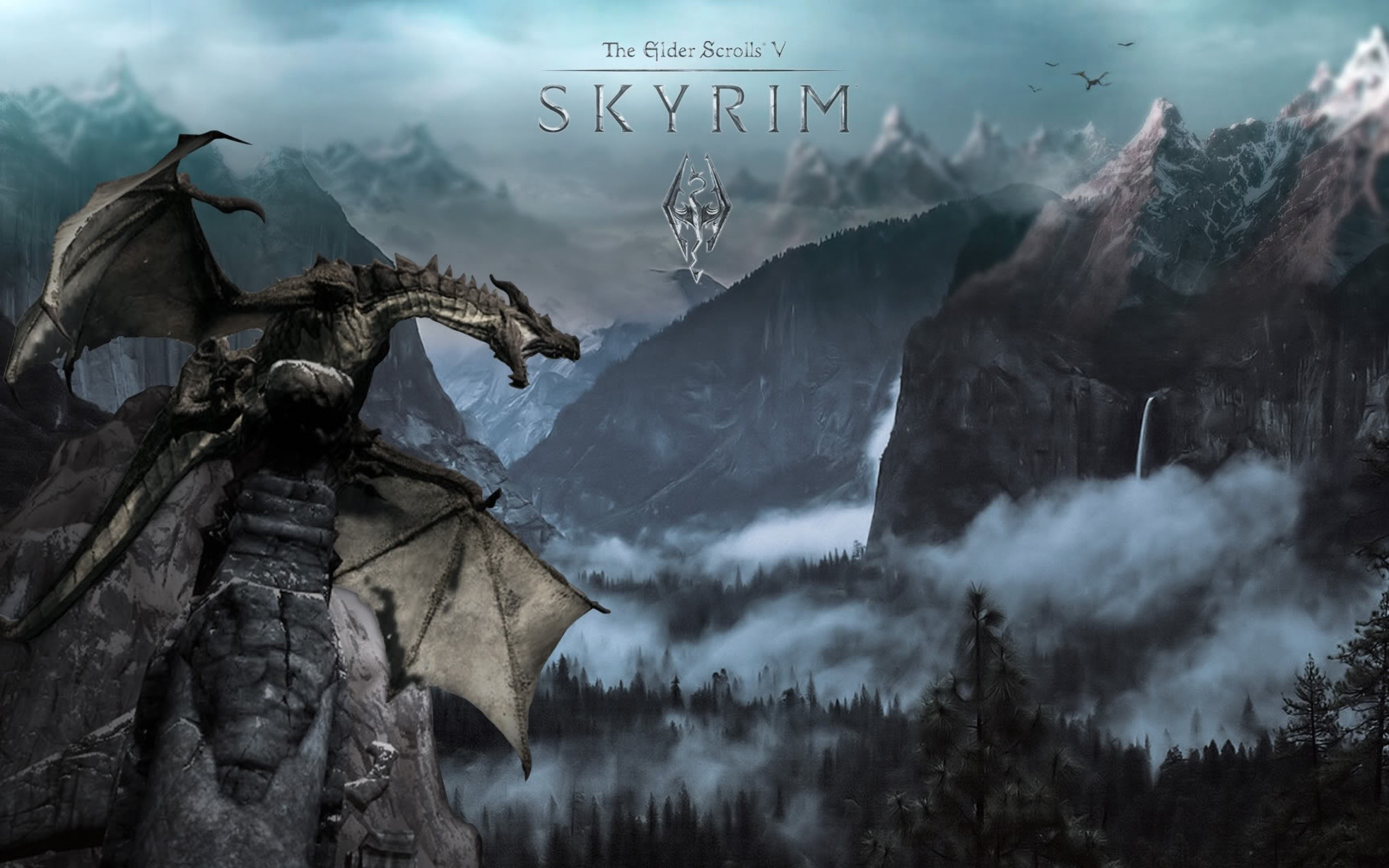 Skyrim Wallpaper Mountain Dragon