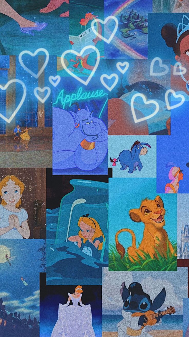 Disney aesthetic wallpaper blue Disney wallpaper Disney collage