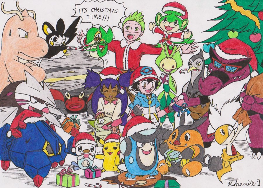 Pokemon Best Wishes Christmas Coloured By Rohanite