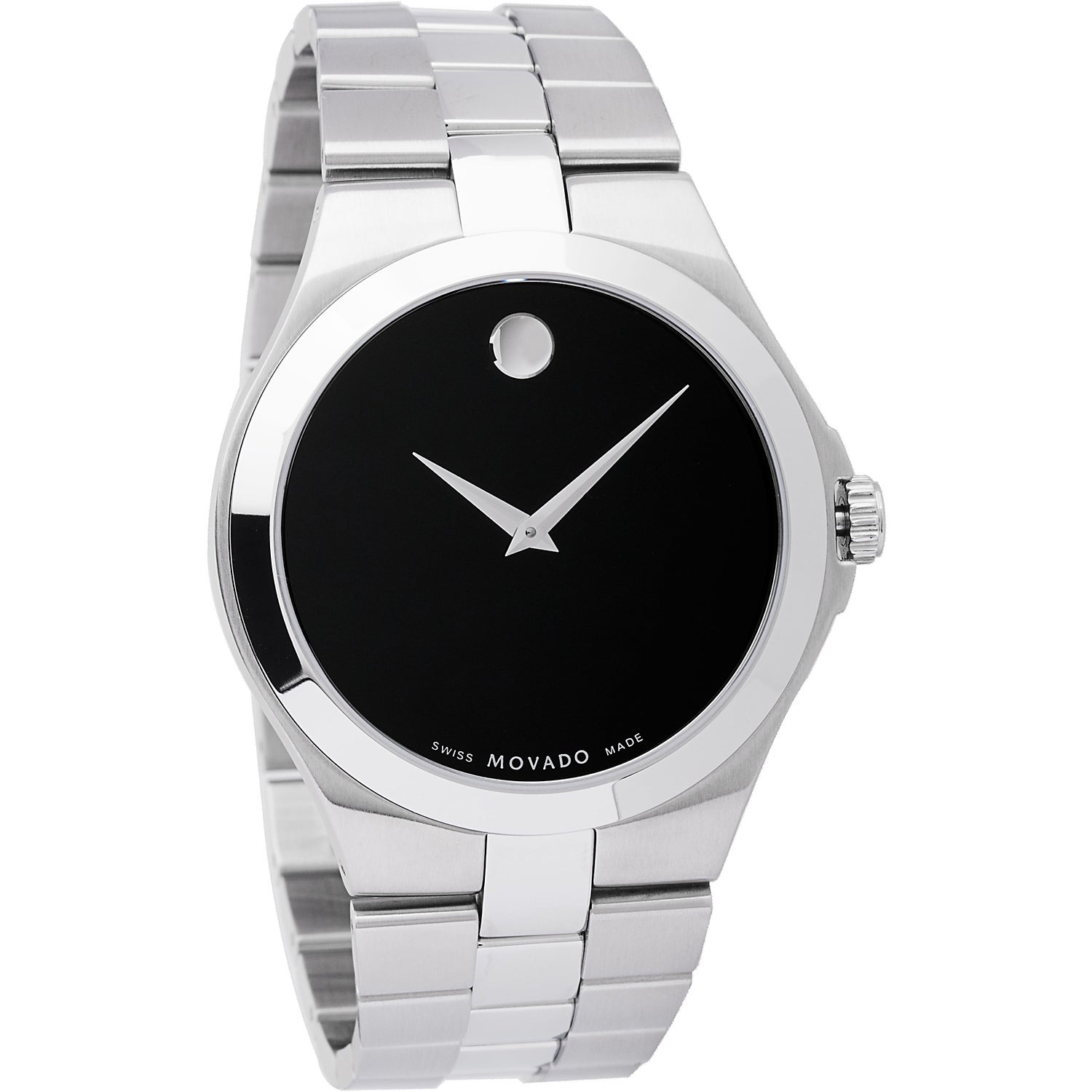 Shop Movado Men S Stainless Steel Black Dial Watch Silver
