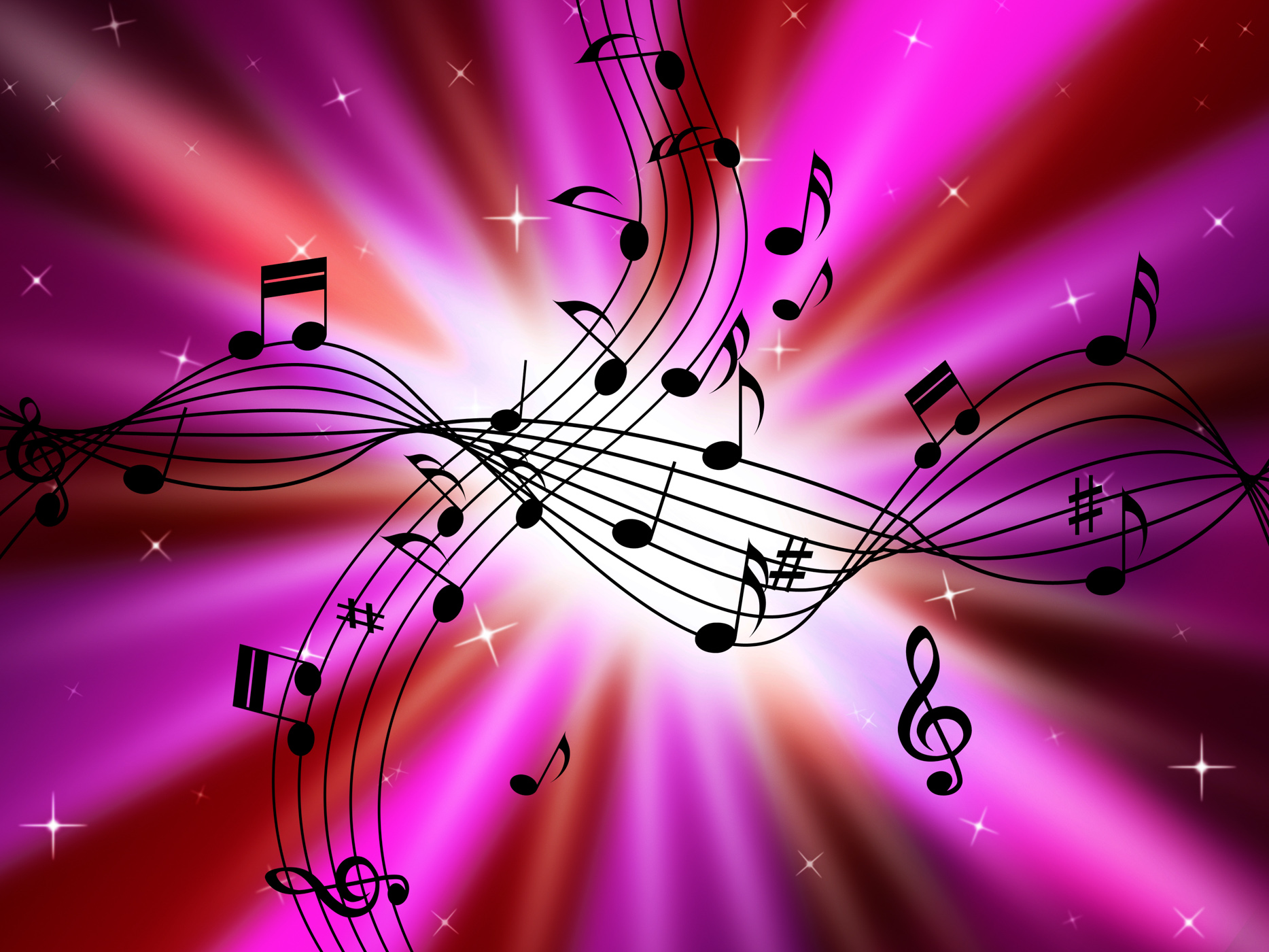 Photo Pink Music Background Shows Musical Instruments And