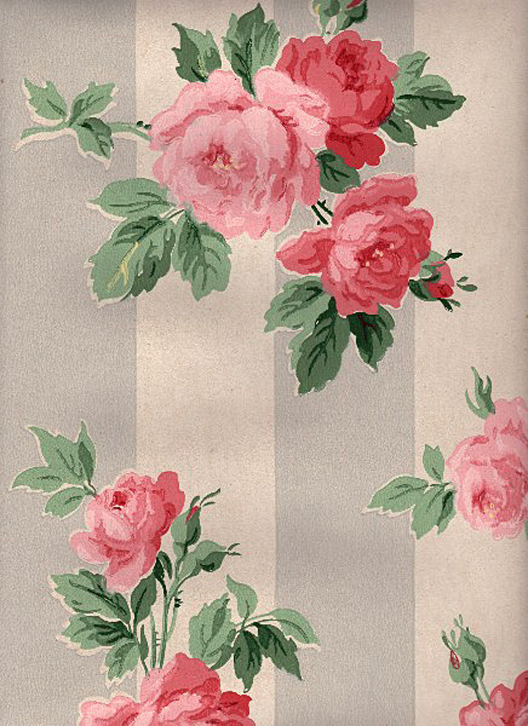 Vintage Wallpaper Cabbage Roses And More The Graphics Fairy