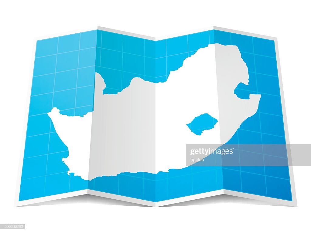 South Africa Map Folded Isolated On White Background Stock