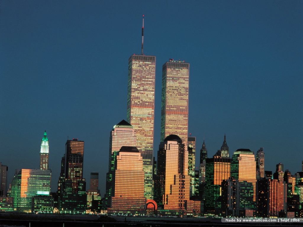 New York Skyline And Twin Towers World Trade Center