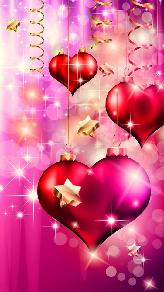 Pink Christmas Love Hearts Wallpaper iPhone