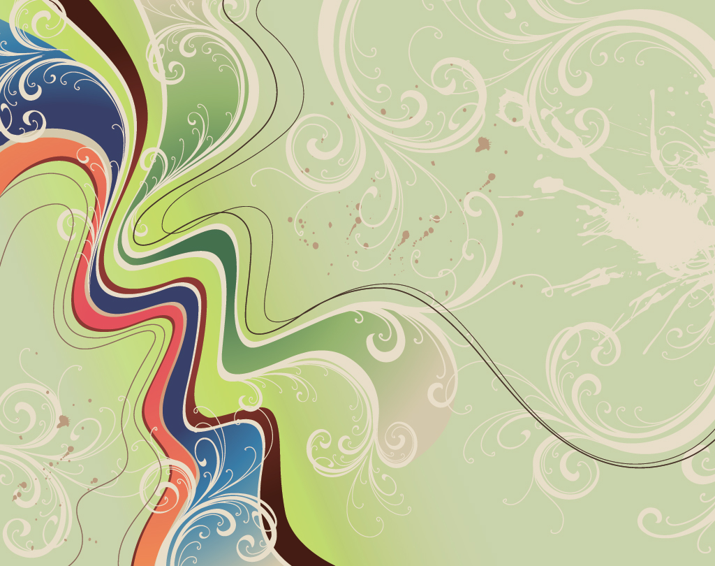 Abstract Floral Colorful Swirls Background For
