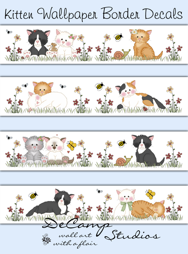 🔥 Free download Cat Wallpaper Border Decals Baby Girl Nursery Kitten
