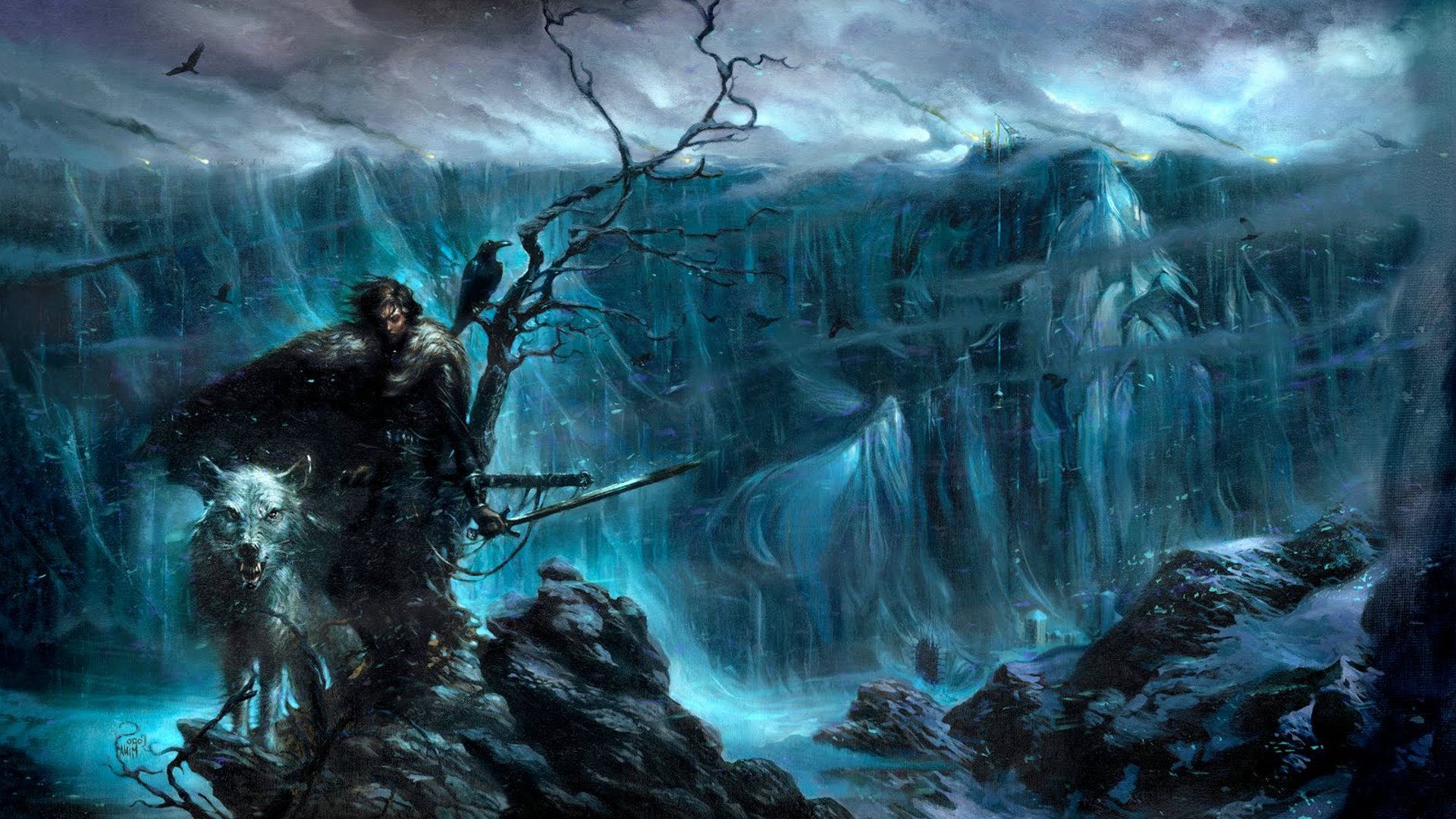 Artwork Direwolves Fantasy Art Game Of Thrones Jon Snow